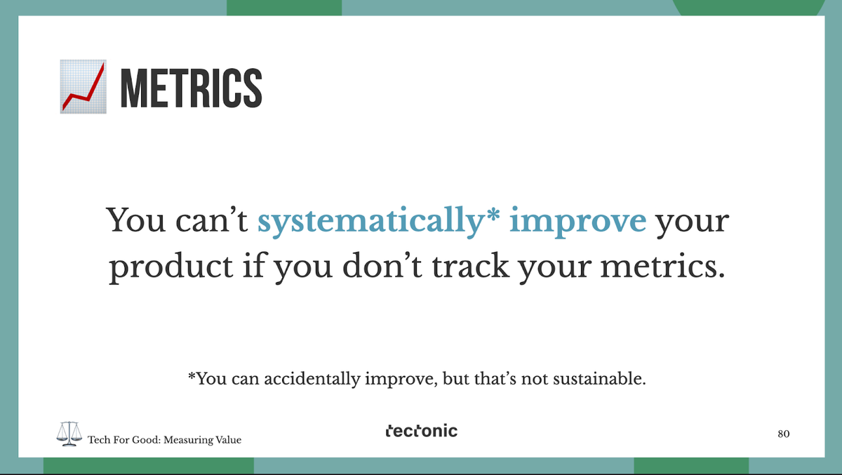 Metrics: You can't systematically improve your product if you don't track your metrics