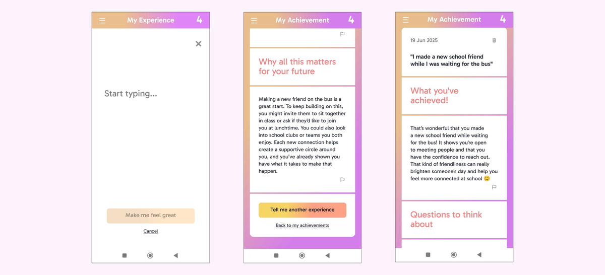 An image showing three different screens of the Brilliance app